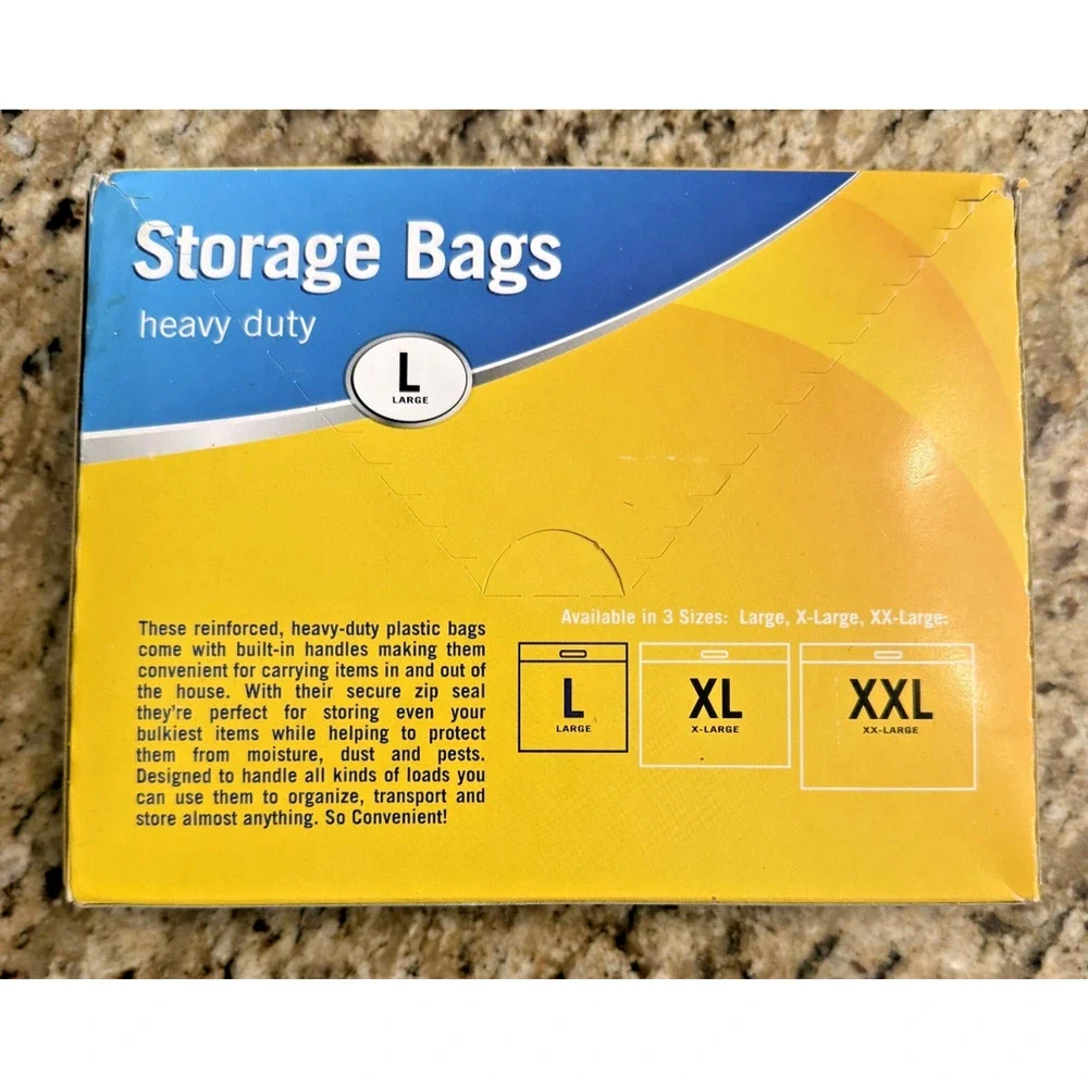 3 LARGE STOR HEAVY DUTY 2.5 Gallon Plastic STORAGE Clear Bags Handle Bag 15